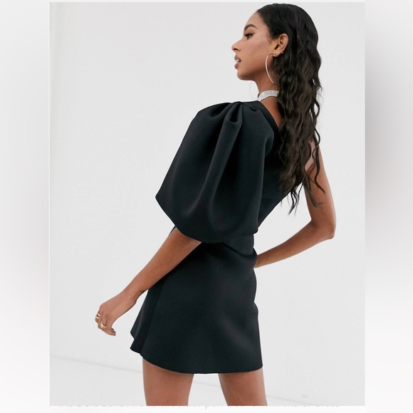 Asos design one shoulder puff sleeve mini skater dress - Picture 2 of 4